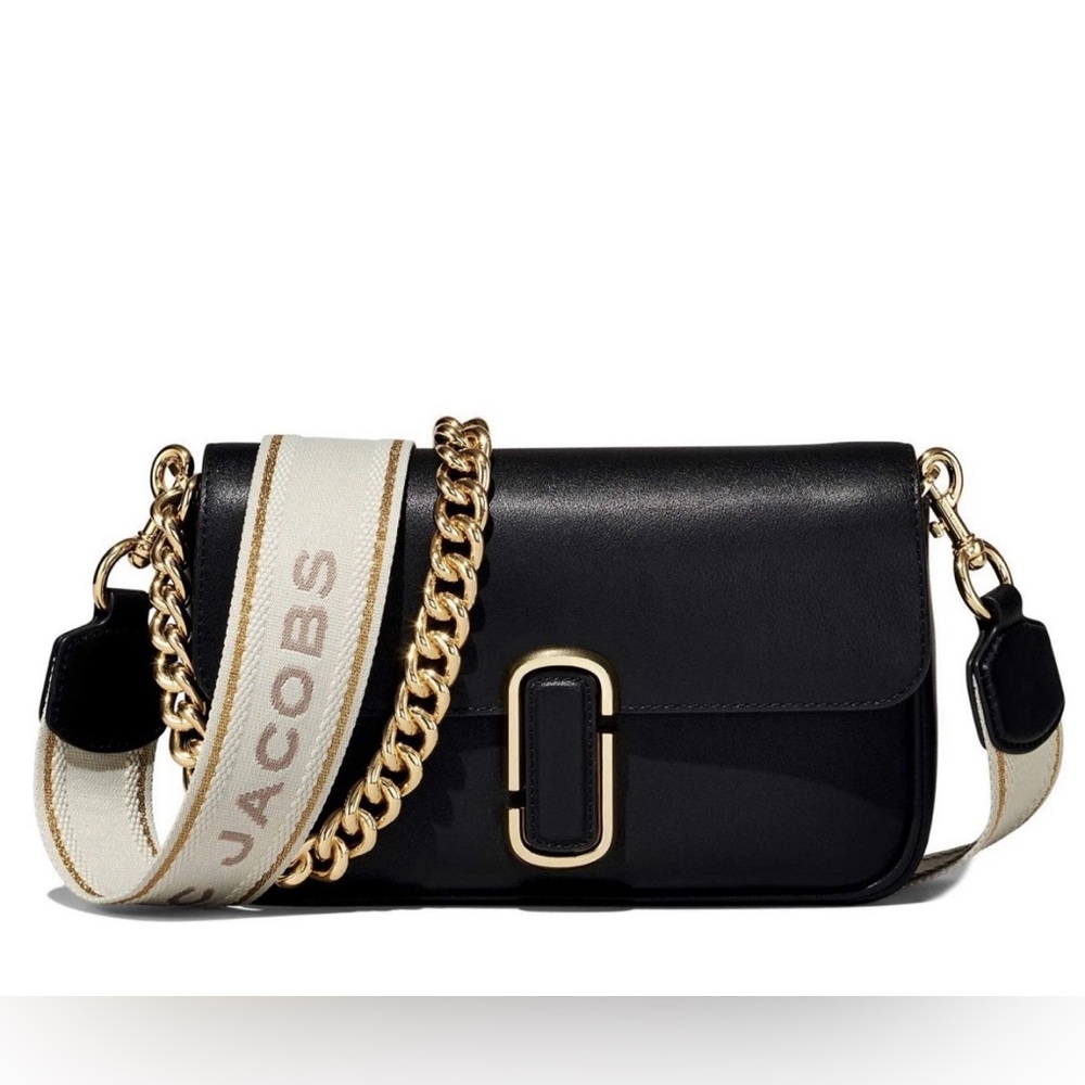 New Marc Jacobs J Marc Leather Crossbody Shoulder Bag Black Convertible - Picture 4 of 14